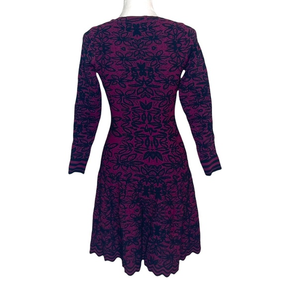 John + Jenn Cameron dress blackened berry floral stretch flare size small - Picture 4 of 8